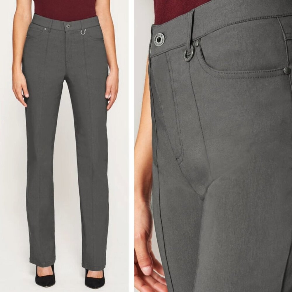 SIMON CHANG DENIM Tummy Control Micro Twill Straight Leg Pant Size 2 NWT